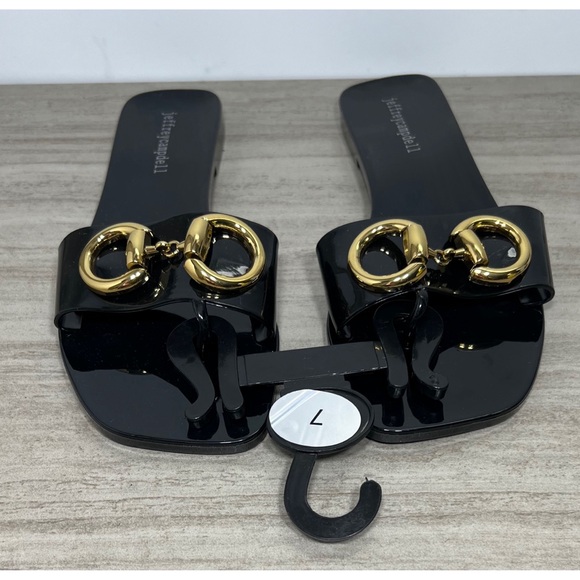 Jeffrey Campbell Shoes - NEW Jeffrey Campbell Jelly Sandals / Slides in Black Size 7 Gold Tone